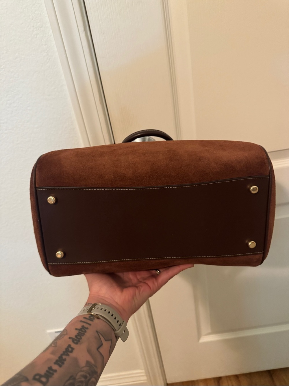 Coach Rowan Large Satchel in brown suede - Picture 5 of 5